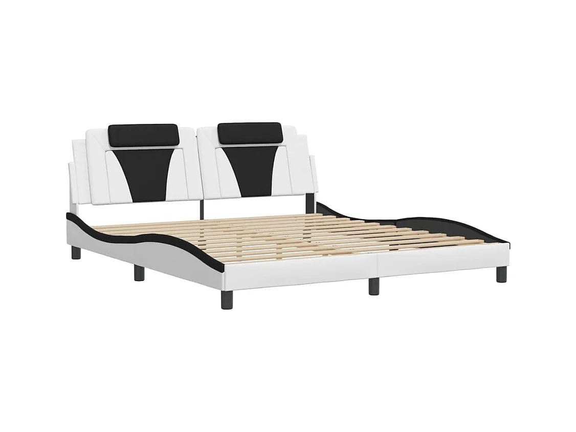 Bettgestell mit LED ohne Matratze weiß und schwarz 180x200 cm