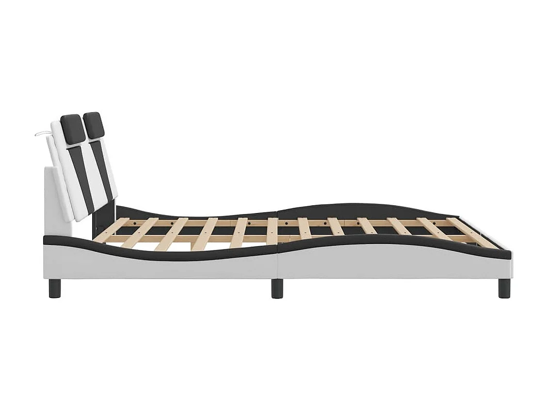 Struttura letto con LED senza materasso bianco e nero 180x200 cm