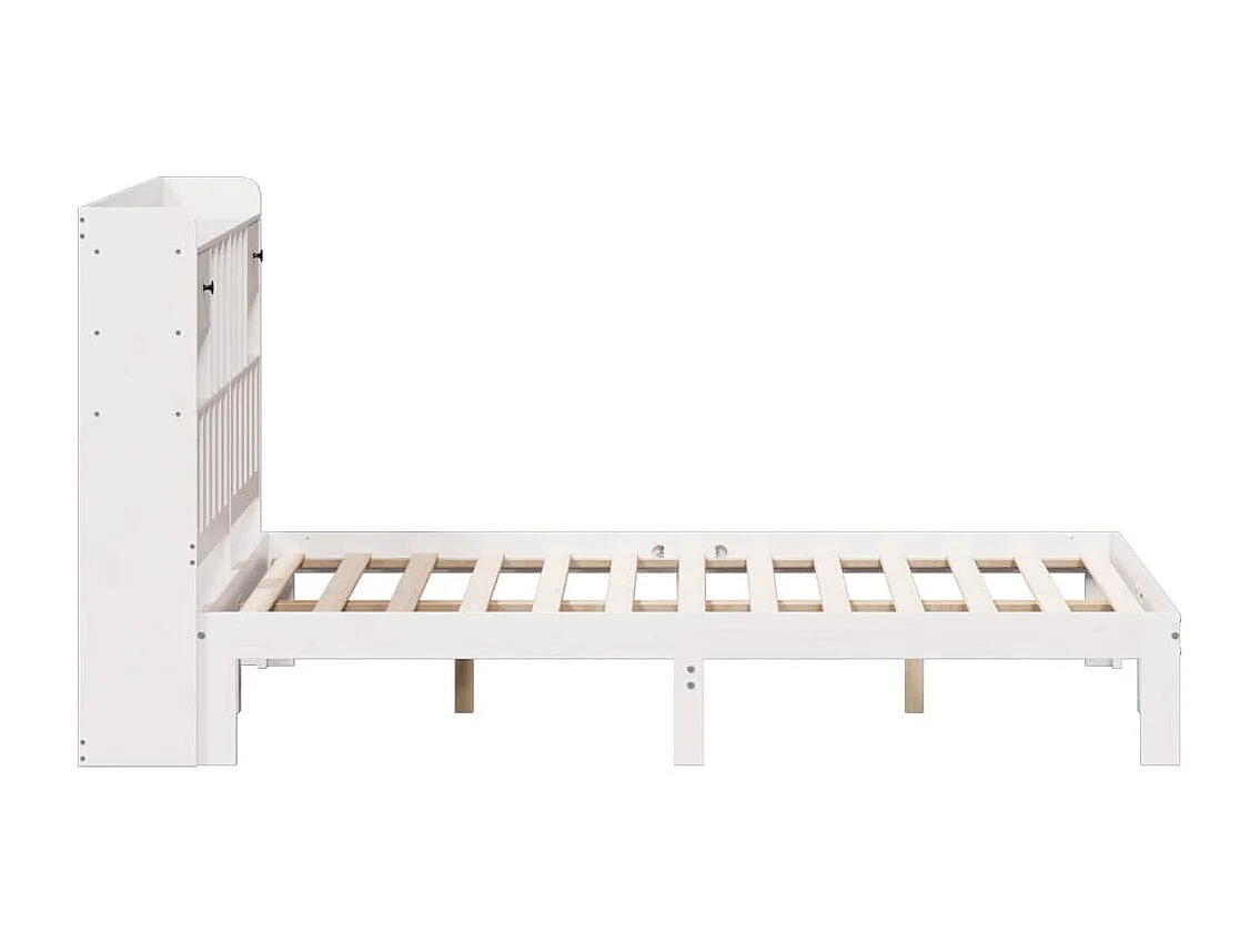 Letto libreria senza materasso bianco 140x190 cm in legno massello di pino