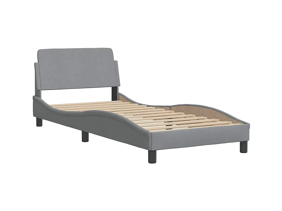 Cadre de lit sans matelas gris clair 90x200 cm tissu