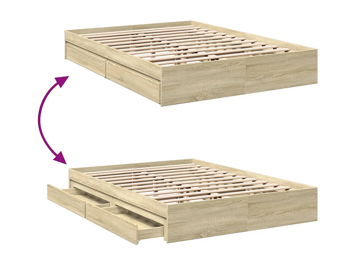 Bedframe met lades zonder matras sonoma eiken 160x200 cm