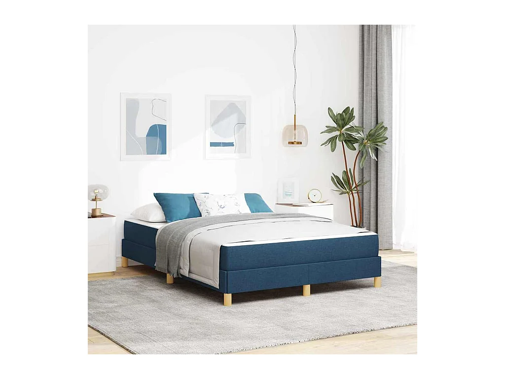 Letto Box Spring blu e marrone 160 x 200 cm