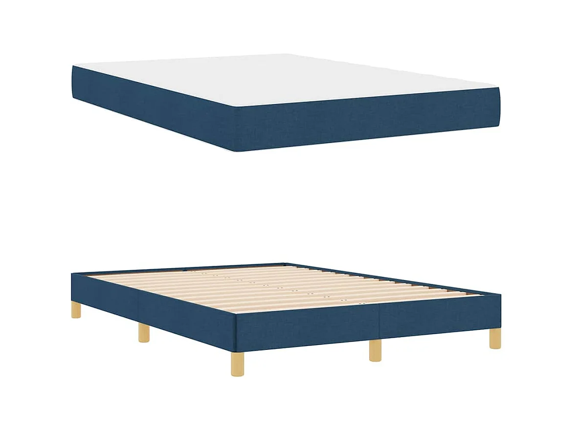 Cama con somier azul y marrón de 160 x 200 cm