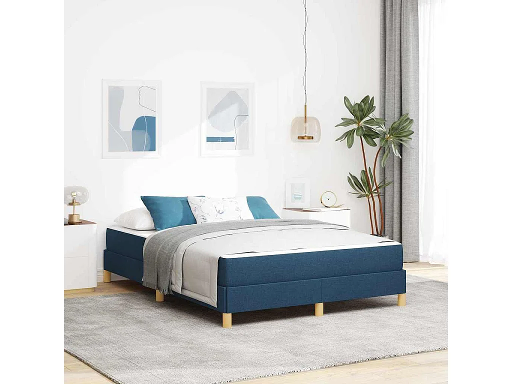 Letto Box Spring blu e marrone 160 x 200 cm