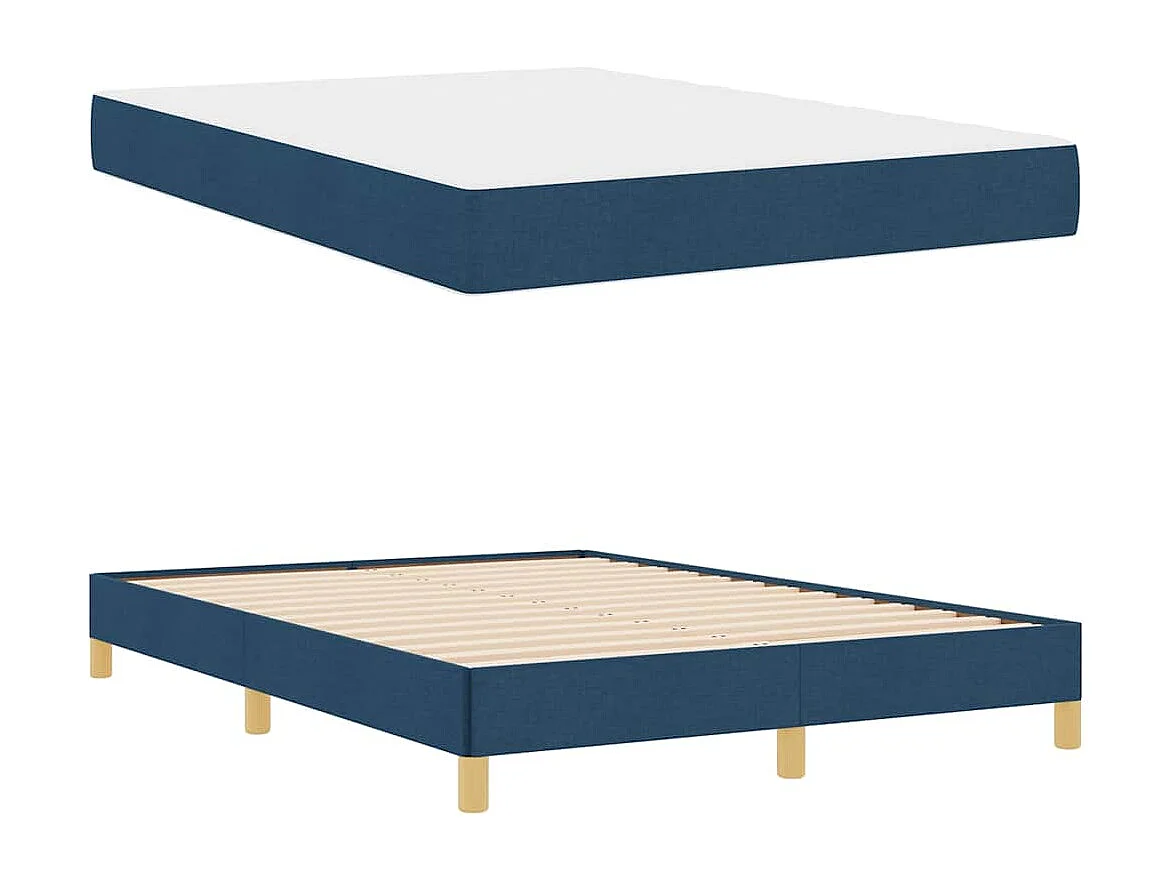 Letto Box Spring blu e marrone 160 x 200 cm