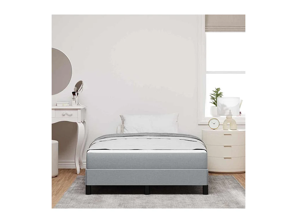 Lit à ressorts avec matelas Gris clair 120 x 190 cm tissu