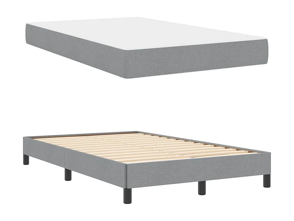 Lit à ressorts avec matelas Gris clair 120 x 190 cm tissu