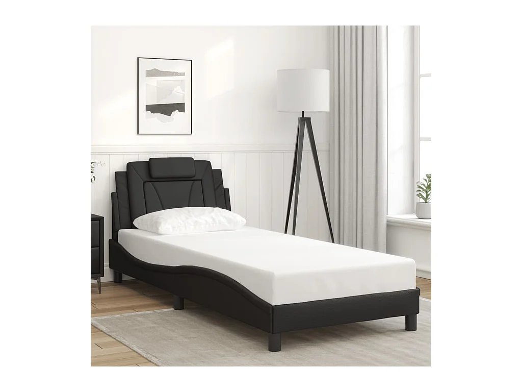 Struttura letto con LED senza materasso nero 80x200 cm