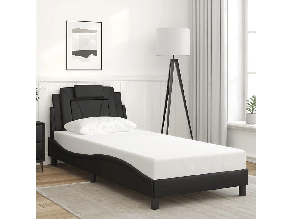 Bettgestell mit LED ohne Matratze schwarz 80x200 cm