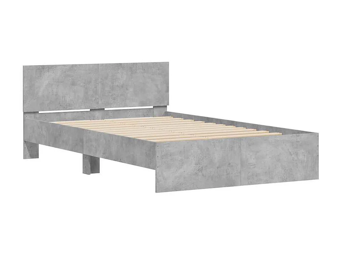 Bedframe met hoofdbord en LED betongrijs 135x190 cm