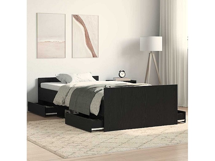 Letto con cassetti, legno ingegnerizzato, rovere marrone, 120x190 cm