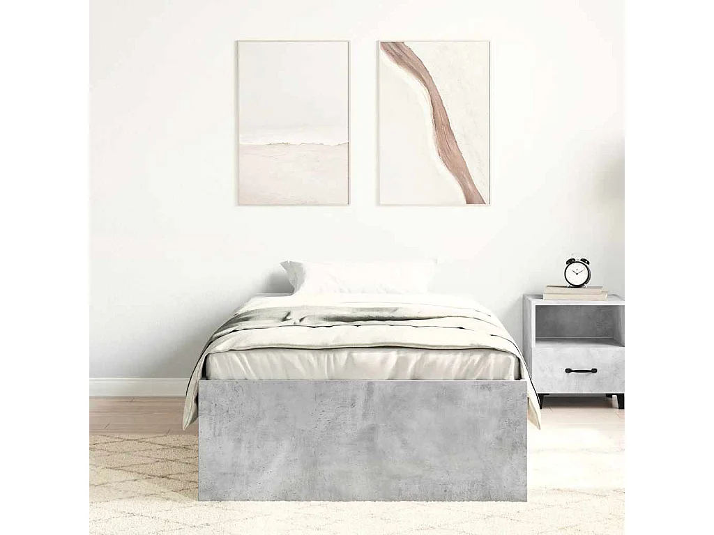 Cadre de lit sans matelas gris béton 100x200 cm