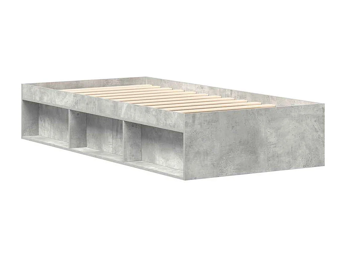 Cadre de lit sans matelas gris béton 100x200 cm