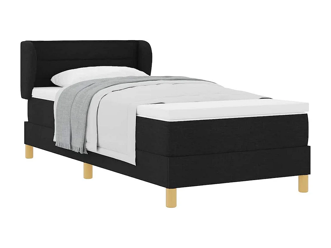 Lit à Ressorts avec Matelas Crème 90x200 cm Tissu Noir