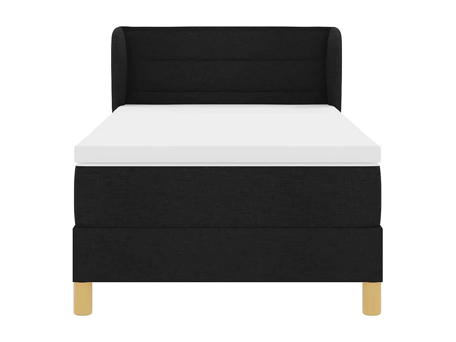 Lit à Ressorts avec Matelas Crème 90x200 cm Tissu Noir