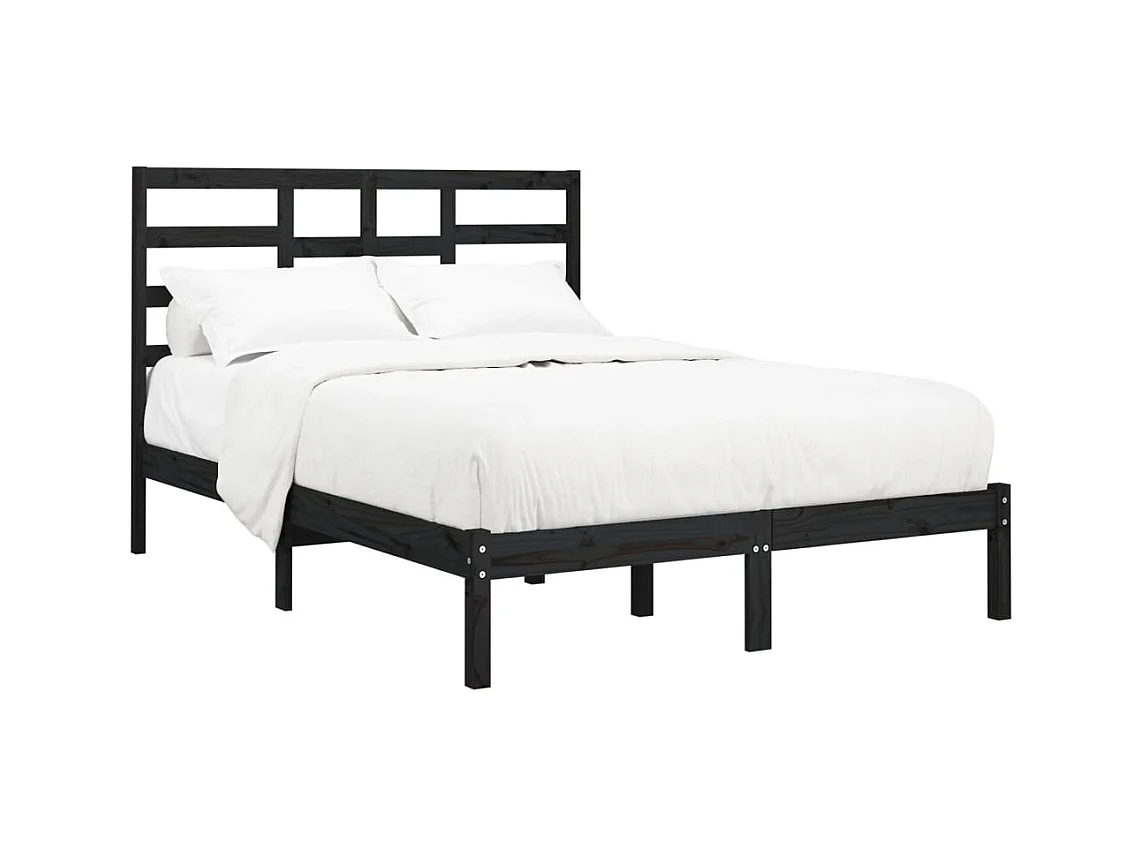 Estructura de cama sin colchón de madera maciza negra 140x190 cm