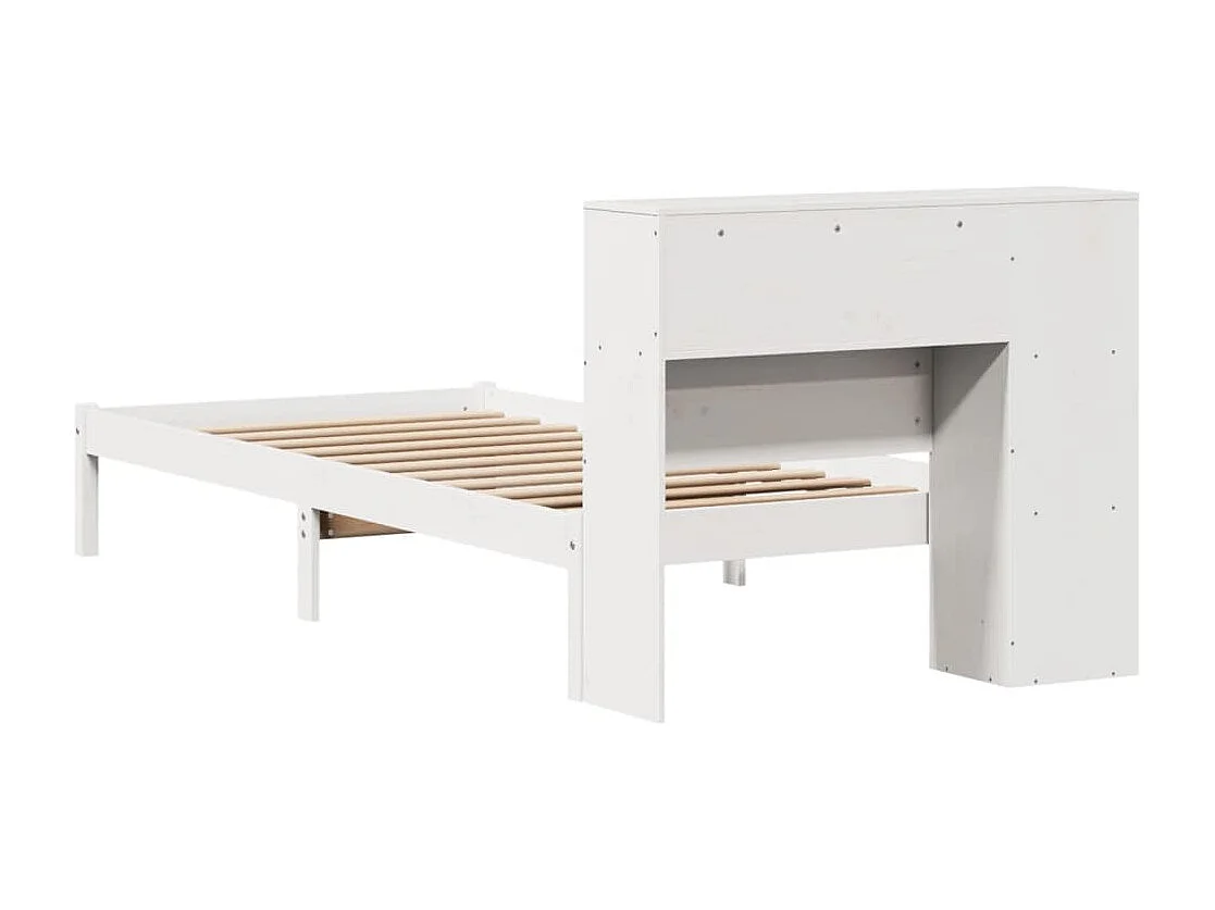 Cama librería blanca sin colchón 100x200 cm madera maciza de pino