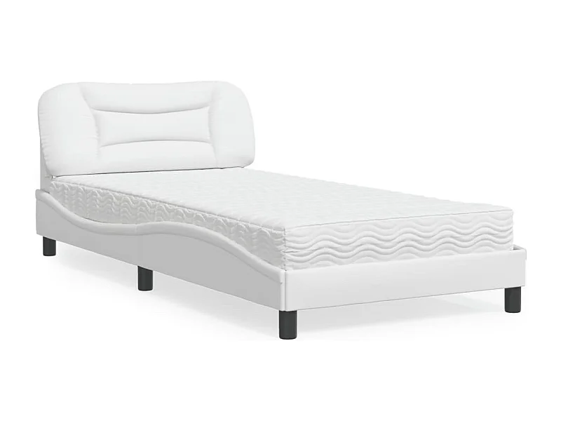 Bed met witte matras 100x200 cm imitatieleer