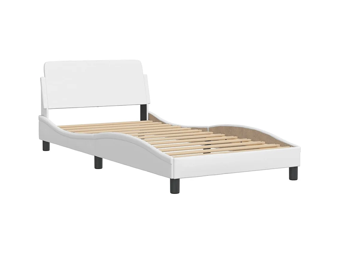Bed met witte matras 100x200 cm imitatieleer