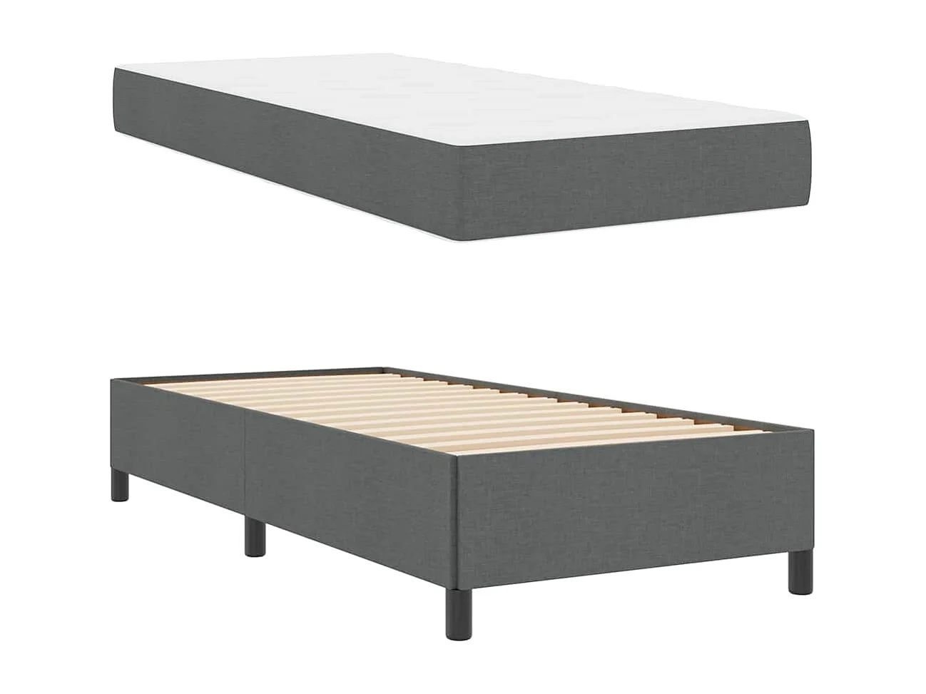 Boxspringbett 90 x 190 cm, Dunkelgrau und Schwarz