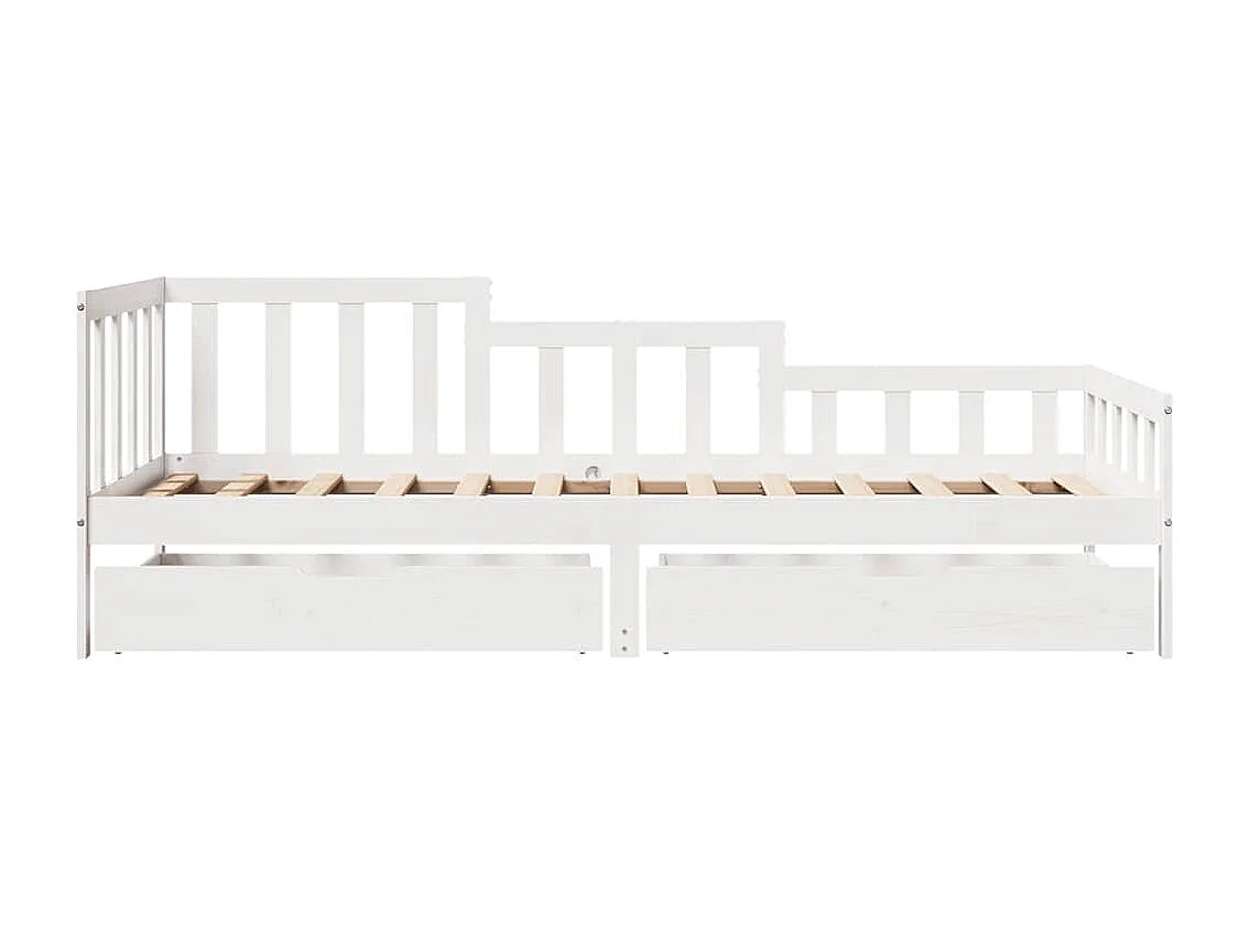 Divano letto e cassetti senza materasso bianco 90x200 cm in legno massello