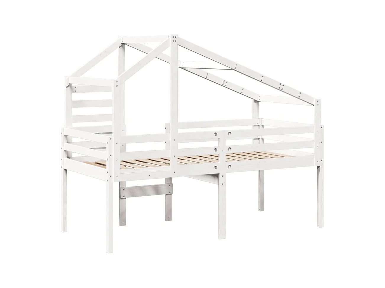 Hoogslaper zonder matras wit 90x200 cm massief grenenhout