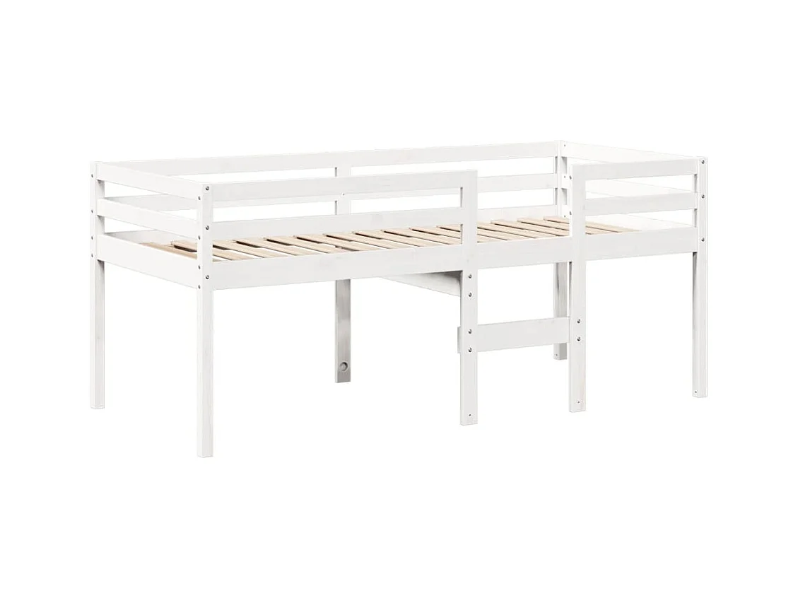 Hoogslaper zonder matras wit 90x200 cm massief grenenhout