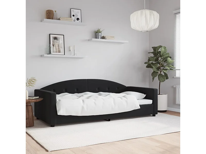Divano letto senza materasso nero 90x200 cm velluto