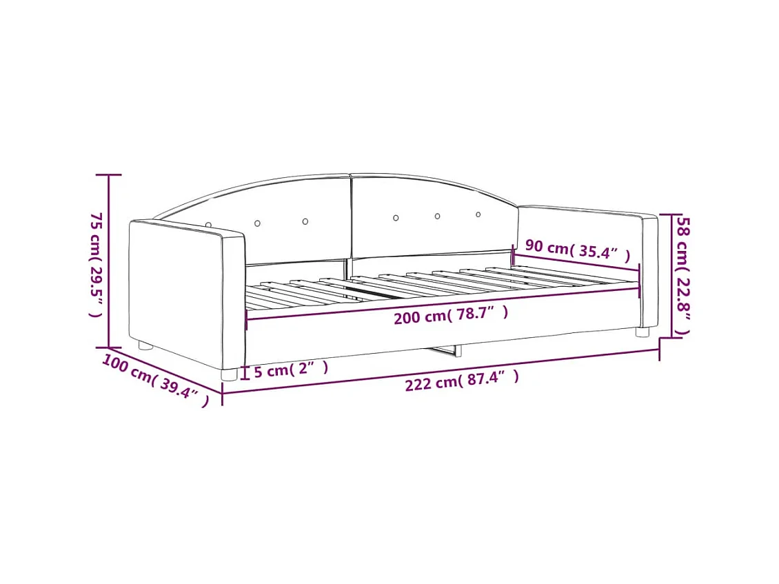 Lit de repos sans matelas noir 90x200 cm velours