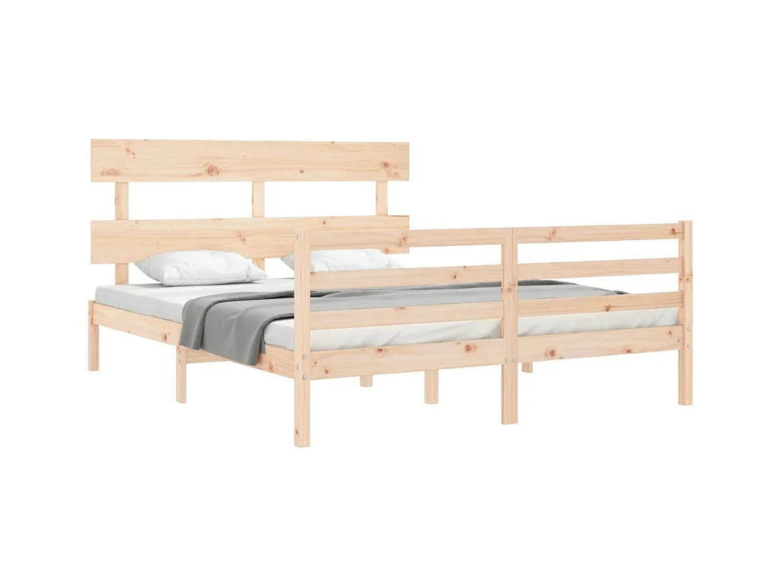Estructura de cama de madera maciza sin colchón