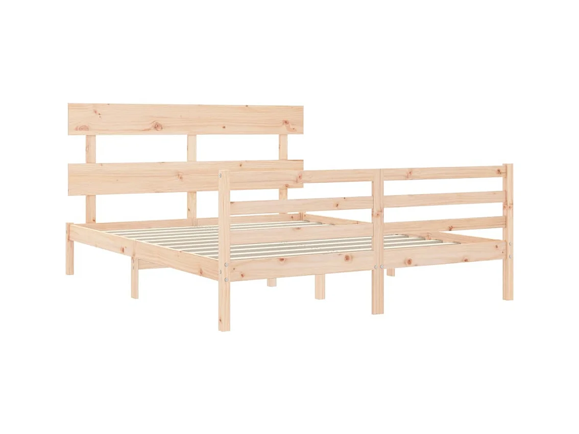 Estructura de cama de madera maciza sin colchón