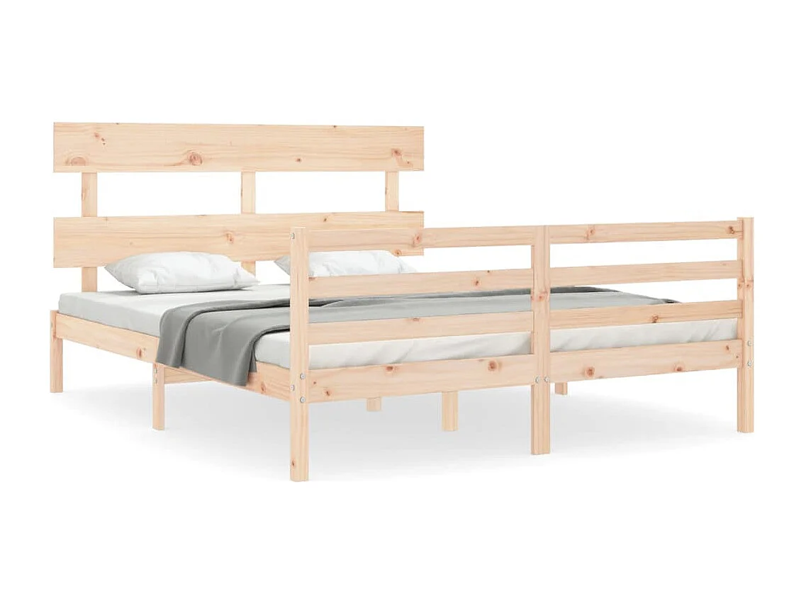 Estructura de cama de madera maciza sin colchón