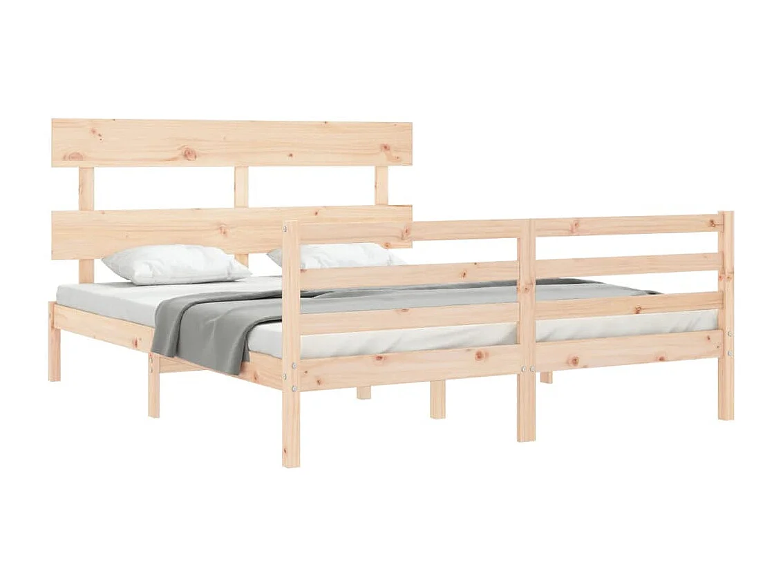 Estructura de cama de madera maciza sin colchón