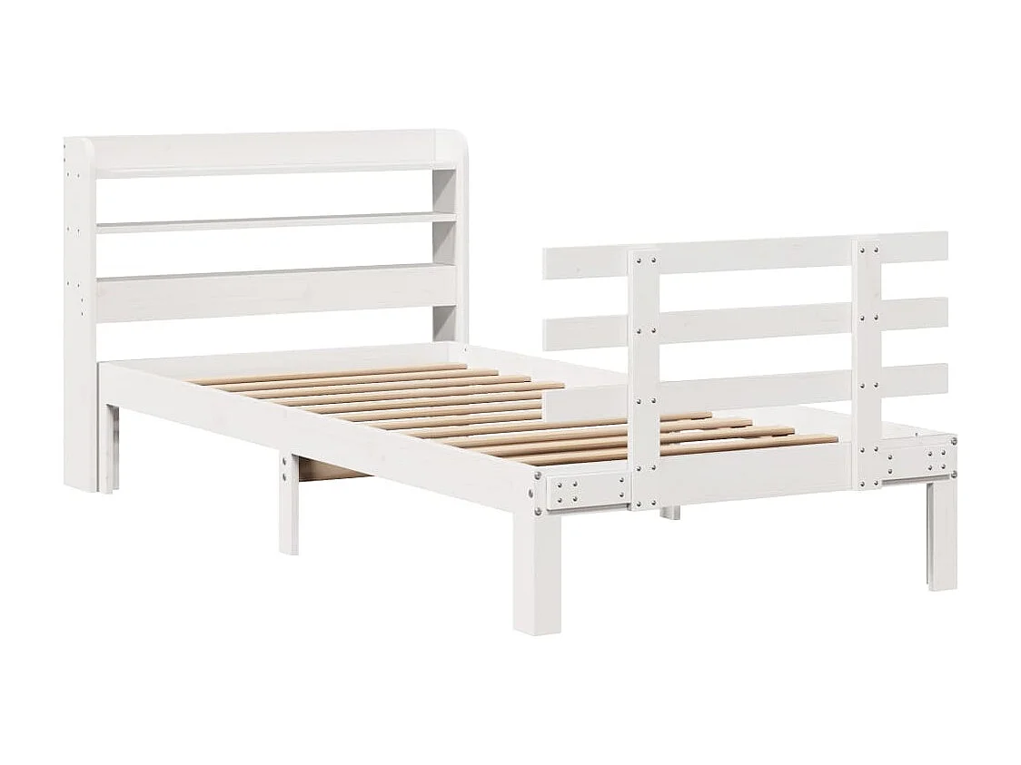 Cadre de lit avec tête de lit sans matelas blanc 90x200 cm