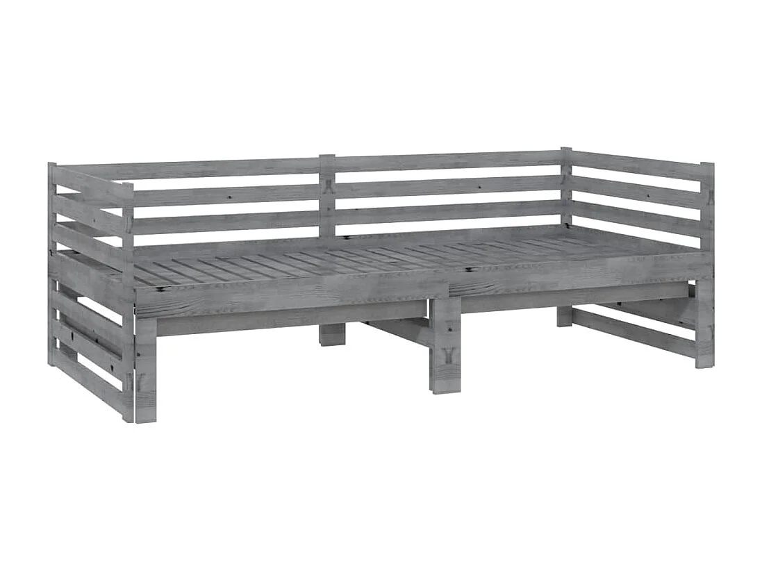 Schuifbed zonder matras grijs 2x(90x200) cm