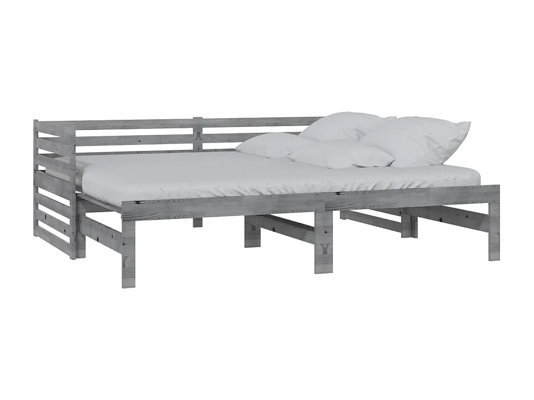 Lit coulissant sans matelas gris 2x(90x200) cm