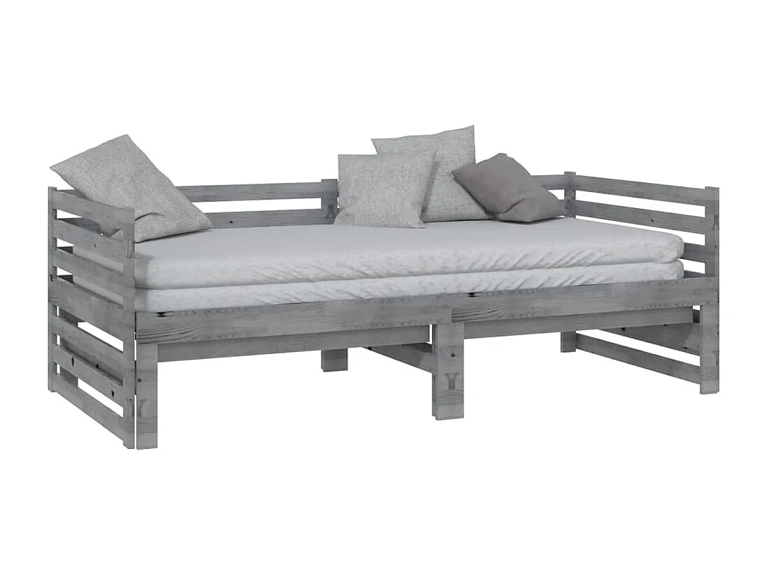 Lit coulissant sans matelas gris 2x(90x200) cm