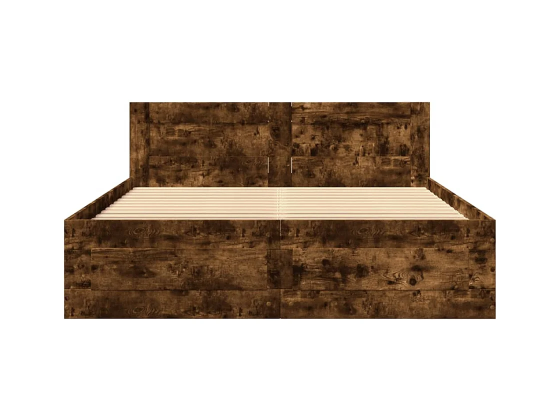 Bedframe en hoofdbord zonder matras gerookt eiken 120x190 cm
