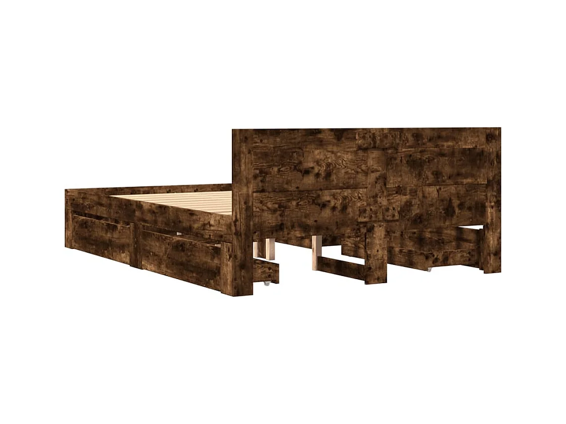 Bedframe en hoofdbord zonder matras gerookt eiken 120x190 cm