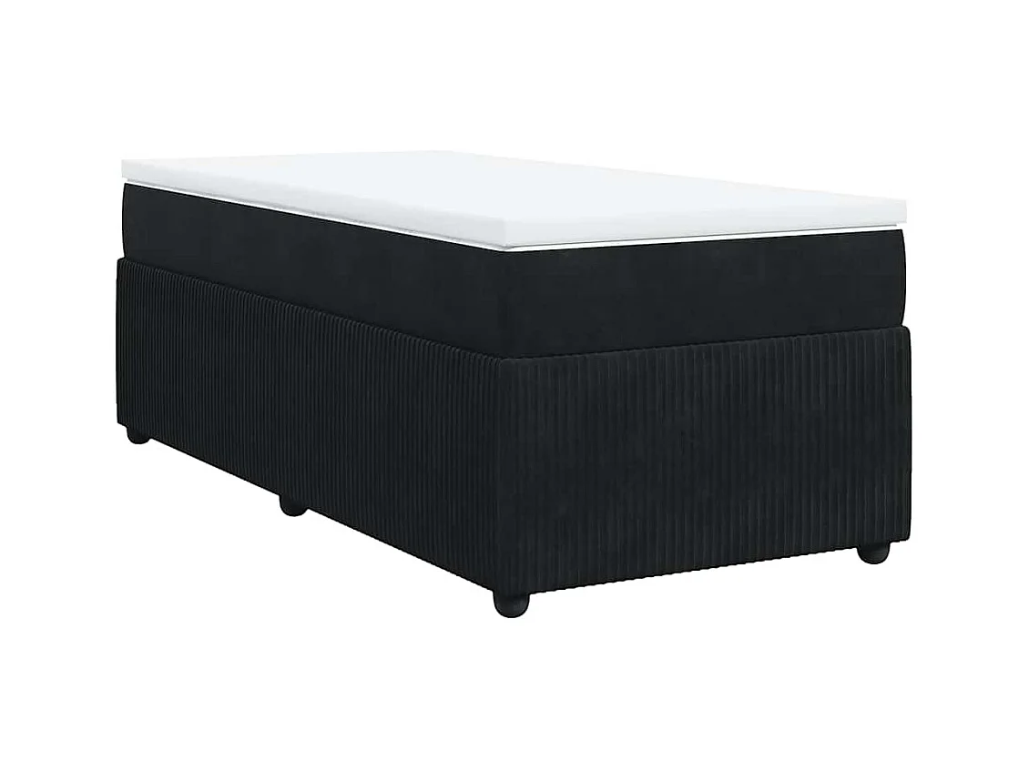 Sommier à lattes de lit avec matelas Noir 90x190 cm Velours