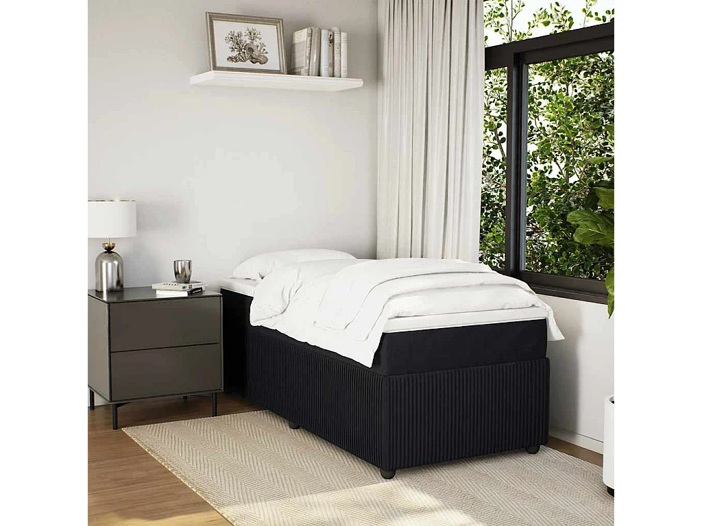 Rete a doghe con materasso Nero 90x190 cm Velluto