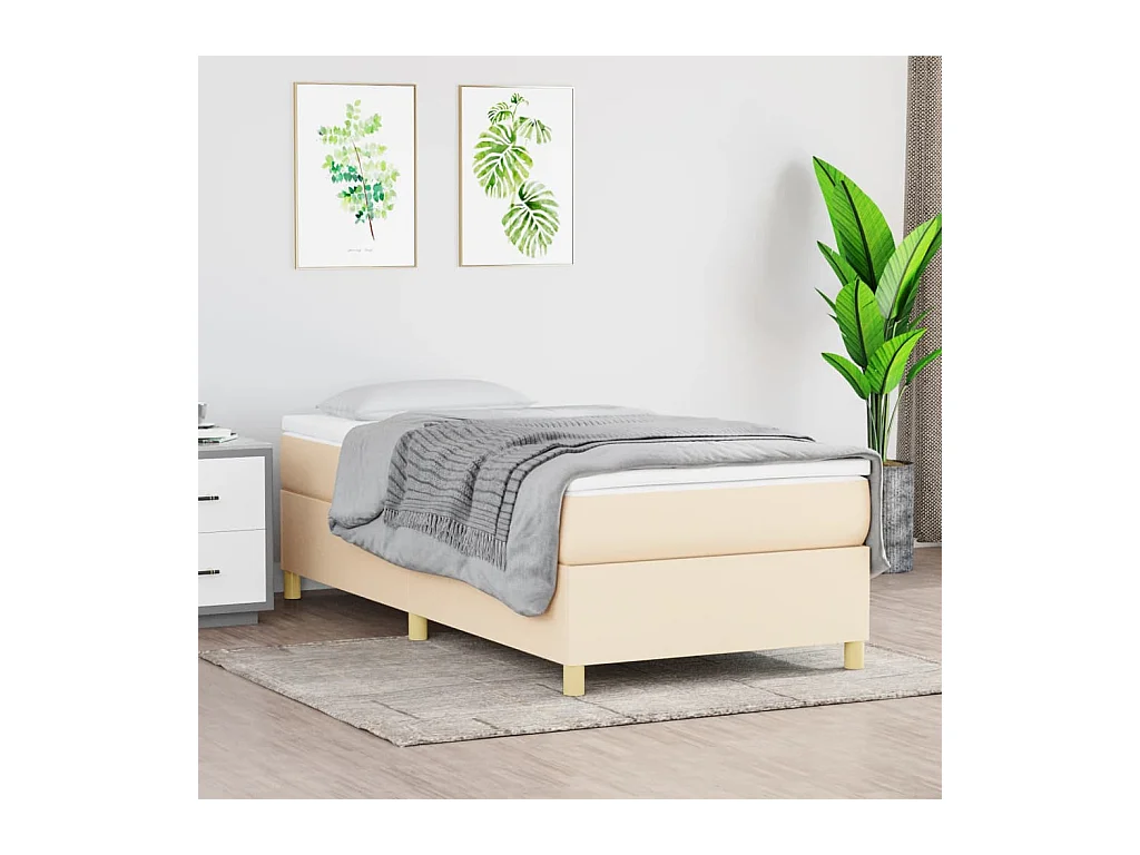 Sommier à lattes de lit avec matelas Crème 90x200 cm Tissu
