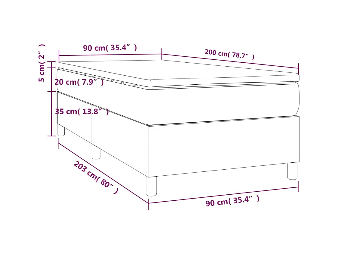 Sommier à lattes de lit avec matelas Crème 90x200 cm Tissu