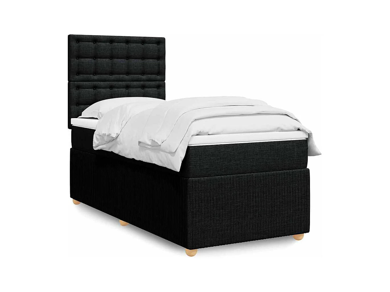 Sommier à lattes de lit avec matelas Noir 90x190 cm Tissu