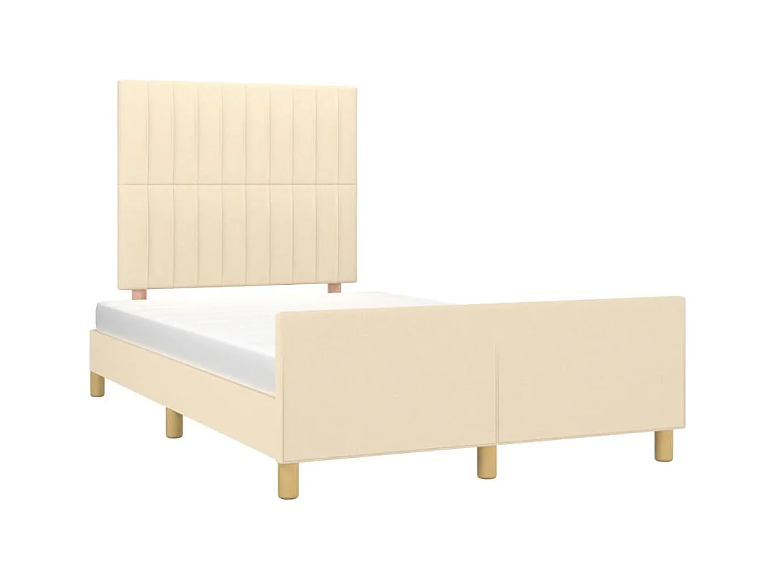 Cadre de lit sans matelas crème 120x200 cm tissu