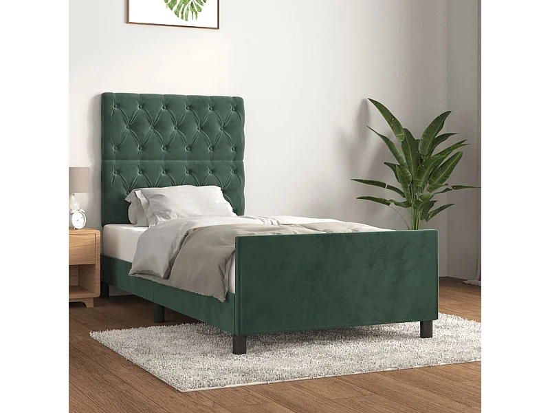 Estructura de cama sin colchón terciopelo verde oscuro 80x200 cm