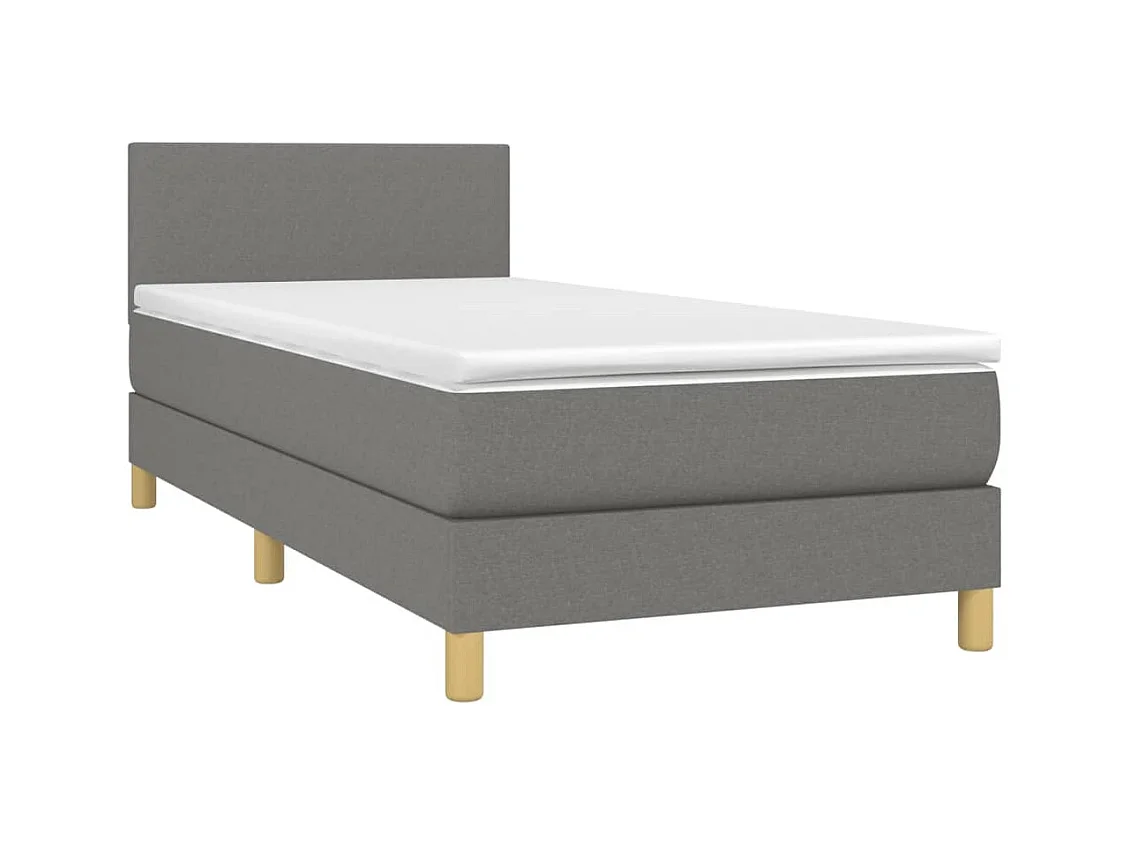 Rete a doghe e materasso Tessuto grigio scuro 90x190 cm