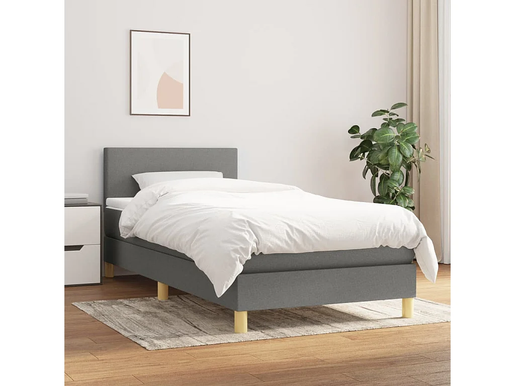 Rete a doghe e materasso Tessuto grigio scuro 90x190 cm