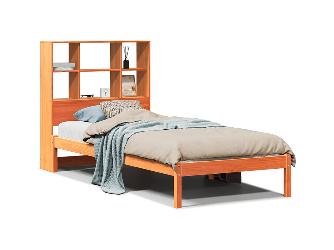 Boekenkastbed zonder matras, bruine was, 100x200 cm, massief grenen