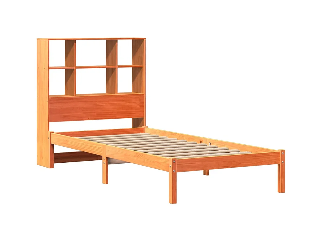 Boekenkastbed zonder matras, bruine was, 100x200 cm, massief grenen